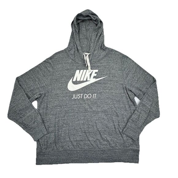 Nike Hoodie Sweatshirt Grey Just Do It Logo Womens Size 2X Lightweight Plus Size - Picture 1 of 7